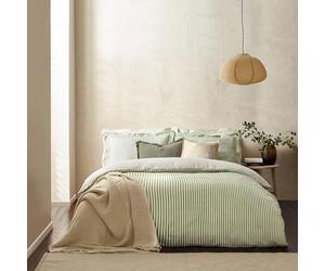furn. Yard Hebden Coton Mélangé à Rayures Jeu De Housse De Couette - Literie Ultra Douce Réversible à Rayures (Forêt - Super King - 260x220cm)