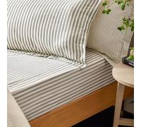 Yard Hebden Midi Rayé Drap Housse - Ultra Doux 100% Coton Drap De Lit Rayé (Gris - King UK Standard - 150x200x32cm)