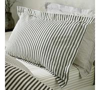 furn. Yard Hebden Mélange Rayée 100% Coton Housse De Xoussin - Réversible avec Texture Douce Et Bord Oxford (Noir - 50x75cm)