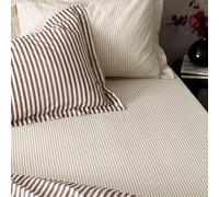 furn. Yard Hebden Rayures Étroites 100% Coton Drap Housse - Drap De Lit Texturé Ultra Doux (Betterave - King UK Standard - 150x200x32cm)