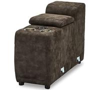 Furnhouse Ibbe Design Alexa Module Barre en Tissu Brun Sofa Canapé Relax Canapé de Relaxation avec Porte-Gobelets, Chargeur sans Fil et Rangement, Pieds en Métal