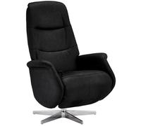 Furnhouse Ibbe Design Delta Manuel Fauteuil de Relaxation en Tissu Noir Pivotant Fauteuil de Inclinable pour Salon Salle de Séjour avec Repose-Pied, Piètement en Métal