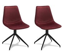 Furnhouse Ibbe Design Isabel Lot de 2 Bordeaux Pivotantes Chaises Salle à Manger en Tissu Velours Salle à Manger Salon Bureau Cuisine, Assise Rembourrée Scandinaves, Pieds en Métal