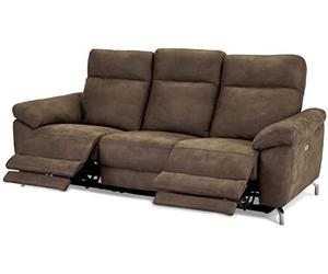 Furnhouse Ibbe Design Selesta Canapé Inclinable Électrique 3 Places en Tissu Brun Sofa Canapé Relax Canapé de Relaxation avec Repose-Pied et Port USB, Pieds en Métal
