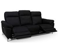 Ibbe Design Selesta Canapé Inclinable Électrique 3 Places en Tissu Noir Sofa Canapé Relax Canapé de Relaxation avec Repose-Pied et Port USB, Pieds en Métal