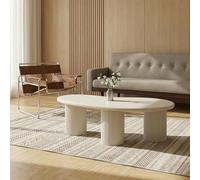 Furnhouse Wave Table basse ovale | MDF laqué mat | 130 x 70 x 40 cm Blanc - Table de salon moderne