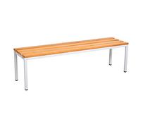 furni24 Banc vestiaire L x H x P : 150 x 42 x 40 cm, Banc de vestiaire en Acier et bois dur laqué Hêtre/Gris