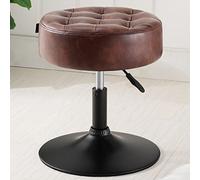 Furniliving Tabouret ottoman capitonné réglable et pivotant du milieu du siècle ; tabouret rond moderne de grande taille pour chambre à coucher, salon (marron foncé)