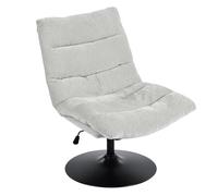 FURNISH 1 Chaise Pivotante à 360° Chenille Grise avec Fonction d'Inclinaison Réglable en Hauteur pour Bureau Chambre Chaise de Loisirs Scandinave Confortable avec Dossier Épais Base en Métal Massif