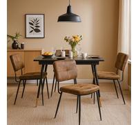 FURNISH 1 Ensemble Table et chaises de Salle à Manger 5 pièces : 1 Table Extensible en MDF et métal, 4 chaises rembourrées en suédine (épaisseur des Coussins : 5 cm), Style Industriel