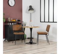 FURNISH 1 Ensemble Table et Chaises de Salle à Manger avec 2 Chaises Rétro à Assise Rembourrée en Daim et Table en Métal Noir Chêne pour Les Repas en Salle à Manger la Cuisine Les Réunions de Famille