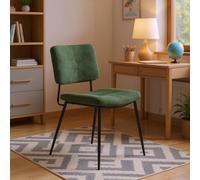 FURNISH 1 Lot de 2 Chaises Vertes avec Dossier Confortable, Siège Rembourré pour la Maison, Chambre d'enfant, Chaise en Tissu Industriel Rétro avec Cadre en Métal Solide pour Chambre d'enfant, Bureau