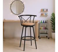 FURNISH 1 Lot de 2 Tabourets de Coiffure Pivotants Industriels avec Dossier Rotatif à 360°, Hauteur d'Assise de 75,5 Cm, Tabourets Hauts Vintage avec Repose-Pieds Confortables pour Salons de Beauté