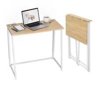 FURNISH 1 Petite Tables de Conférence, Tables d'ordinateur,Chêne + Blanc | Tables Pliantes pour Petites Salles de Réunion,Assemblage Facile, Structure en MDF et Métal,80x40x74cm