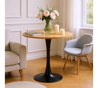 FURNISH 1 Table d'Appoint Ronde Rustique en Bois Composite et Métal, Peu Encombrante et Pratique, Idéale pour Poser Boissons et Autres Objets Essentiels Près du Canapé