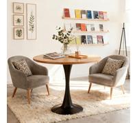 FURNISH 1 Table Ronde pour Salle d'Attente Fabriquée en Bois d'Ingénierie et en Métal Robuste pour les Espaces d'Attente et de Détente des Bureaux Table d'Invités Robuste en Bois d'Ingénierie et Métal