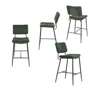 FURNISH 1 Tabouret Bar Lot de 4, Rembourré, Siège 68 cm de Haut,Beige | Industriel,Dossier en Bouclette Pieds en Métal, Tabourets Haut pour Îlot Central Cuisine, Salle à Manger,Salon