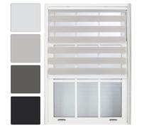 FURNISHED Stores enrouleurs Jour et Nuit - Stores enrouleurs Zebra Blind Dim ou Translucides Vision pour fenêtres et Portes - Tissu Double Couche, Gris, 135W x 210H cm
