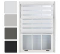 FURNISHED Stores enrouleurs Jour et Nuit - Stores enrouleurs Zebra Blind Dim ou Translucides Vision pour fenêtres et Portes - Tissu Double Couche, Blanc, 180W x 165H cm