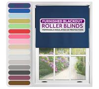 FURNISHED Stores enrouleurs, store thermo-occultant - découpable, protection UV isolée, sûr pour les enfants, montage facile, jalousies pour la maison et le bureau, bleu marine, 75L x 210H cm
