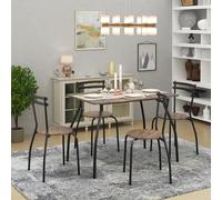 FURNITABLE Ensemble de salle à manger 5 pièces, rectangulaire, table en bois avec 4 chaises, table de cuisine, salon, bistro, peu encombrant, marron et noir, REEDER-109-246T