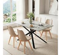 FURNITABLE Ensemble de salle à manger avec 4 chaises - Table rectangulaire extensible - Pour cuisine, salon, bureau - 160 x 80 x 75,5 cm (table + 4 chaises kaki)