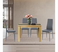 FURNITABLE Ensemble de salle à manger rectangulaire en bois avec 4 chaises - Gris foncé - 110 x 70 cm - Pour 4 personnes, salon, cuisine, bureau