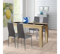 FURNITABLE Ensemble de salle à manger rectangulaire en bois avec 4 chaises - Gris foncé - 140 x 70 cm - Pour 4 personnes, salon, cuisine, bureau