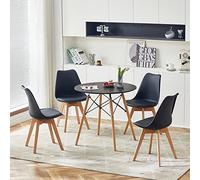 FURNITABLE Ensemble de table et chaises, ensemble de salle à manger noir avec 4 chaises noires pour cuisine, salle à manger, bureau