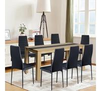 FURNITABLE Table de repas avec 8 chaises Ensemble de salle à manger, ensemble de repas avec chaises hautes en similicuir pour 8 personnes, groupe de sièges pour cuisine salle à manger salon (160 cm