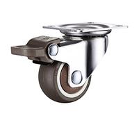 Furniture Casters Wheels Soft Swivel Caster Silver Roller Wheel for Platform Trolley Chair Household Accessory 1Pcs Casters(C1 With Brake)