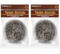 Furniture Clinic Gommage en teck - Grande brosse en acier inoxydable pour nettoyer tous les bois extérieurs (Lot de 2)