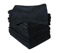 Furniture Clinic Lot de 10 Chiffons Microfibres Noirs - sans Peluche - Chiffons de Nettoyage Réutilisables et Lavables