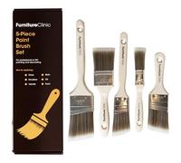 Furniture Clinic Lot de 5 pinceaux de Peinture pour Peinture et décoration Professionnels ou à Faire soi-même | Plat, Coupe Angulaire, 38 mm, 50 mm, 60 mm pour Peinture Brillante, émulsion, Vernis et