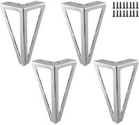 Furniture Legs Qenovo 4 Packs Pieds de Meubles, Pieds de Table en Métal, 15cm Noir Pieds de Meuble, pour Table TV, Pied de Table Basse, Armoire, Canapé lit et Autres. (15cm, Silver)