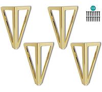 Furniture Legs Qenovo 4 Packs Pieds de Meubles, Pieds de Table en Métal, 15cm Noir Pieds de Meuble, pour Table TV, Pied de Table Basse, Armoire, Canapé lit et Autres. (15cm, Gold)