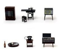Furniture model dollhouse RinMart original 790 Japanese nostalgic miniature set of 6 retro living room Showa (japan import) G
