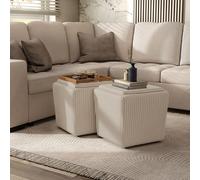 Furniture of America Lennox Pouf de rangement carré moderne en chenille avec plateau réversible pour salon, chambre à coucher, entrée, 43,2 cm, beige et rose