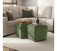 Furniture of America Lennox Pouf de rangement carré moderne en chenille avec plateau réversible pour salon, chambre à coucher, entrée, vert 43,2 cm