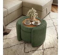 Furniture of America Lennox Pouf rond moderne en chenille avec dessus réversible à rabat - Repose-pieds rembourré pour salon, chambre à coucher, entrée, vert - 63,5 cm