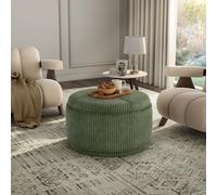 Furniture of America Lennox Pouf rond moderne en chenille de 73,7 cm avec dessus rabattable, repose-pieds rembourré, table basse circulaire pour salon, chambre à coucher, entrée, vert