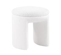 Furniture of America Rami Ottomane moderne en bois massif rembourré de 45,7 cm avec base sur piédestal, petit tabouret pour chambre à coucher, salon, entrée, beige
