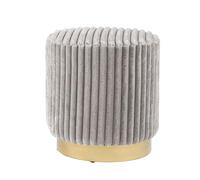 Furniture of America Vail Pouf moderne rembourré de 43,2 cm avec tuftage à canaux et base en acier inoxydable doré, petit tabouret pour chambre à coucher, salon, entrée, gris