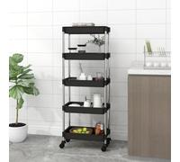 Furniture Select Chariot de cuisine à 5 étages en métal noir et ABS 42 x 29 x 128 cm - Solution de rangement élégante pour la maison et la salle à manger - Design polyvalent et durable et peu