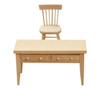 Furniture Set, Miniature Table Chair, 1.65x1.38x3.23 inches, Tiny Ornaments Display Toys, Realistic Wooden Craft for Collectors, Pretend Play, Fairy Gardens, Toy Display, Photo
