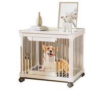 Furniture Style Caisse de nuit pour chien avec plateau pour chiens de petite et moyenne taille - Niche d'intérieur anti-évasion avec porte de grange - Niche décorative en bois robuste (marron, taille