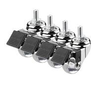 Furniture Swivel Castor,1.5" Stem Caster Wheels with Brake Lock, Screwed Bolt M8x15cm/ M10x15cm,Heavy Duty Swivel Transparent Wheels, 4 Pack No Noise Swivel Casters,55 Lbs Load Capacity Per Cas(M10x15