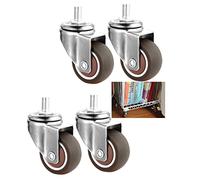 Furniture Swivel Castor,38mm Furniture Swivel Casters,Stem Casters Wheels, 3 Combinations, Silent Wheels with Brakes, Screw Rod M8*20mm, M10*25mm, Pack of 4, for for Trolleys, Industrial Use an(M8*20m