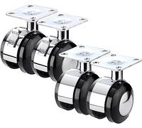 Furniture Swivel Castor,4X 50mm Furniture Swivel Castors, Moving Caster Wheels with Brake, Heavy Duty Nylon Swivel Wheels, Alloy, Up to 75kg, for Furniture/Coffee Table/Flower Stands/Cribs/Sto(2 Brak
