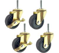 Furniture Swivel Castor,50mm Caster Wheels, Set of 4, Swivel Stem Caster Wheels with Brake, Threaded Stem M8x25, Replacement Casters for Furniture and Workbench Casters